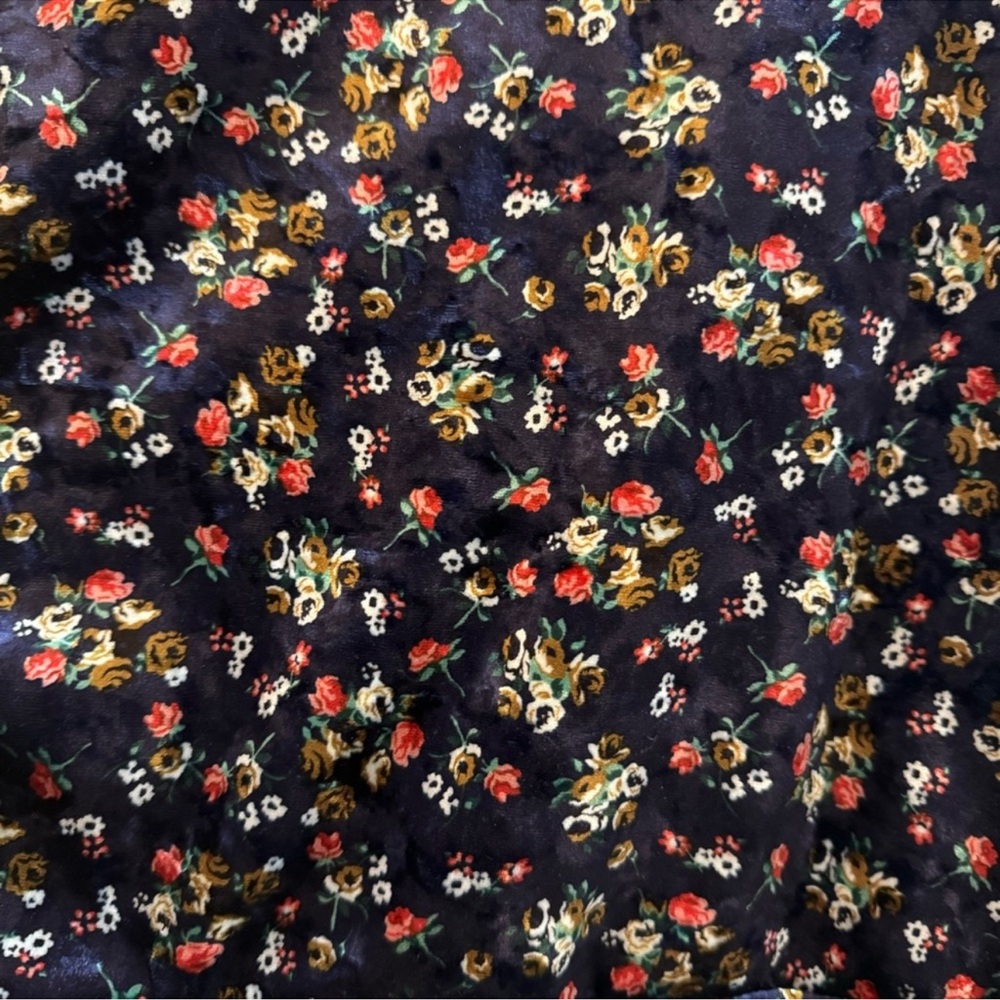 Topshop blue floral print velvet top hook and eye closure size 10 medium - Picture 7 of 11
